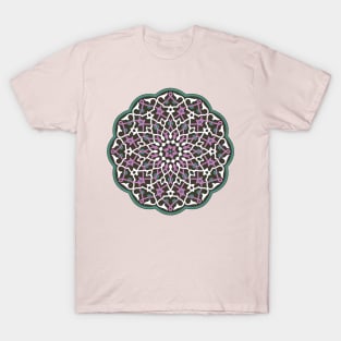 Circle Pattern Vector Art Green Magenta Pink White T-Shirt